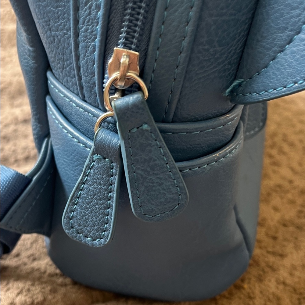 Loungefly Stitch Face Blue Mini Backpack with Teal & Pink Accents - Picture 10 of 10